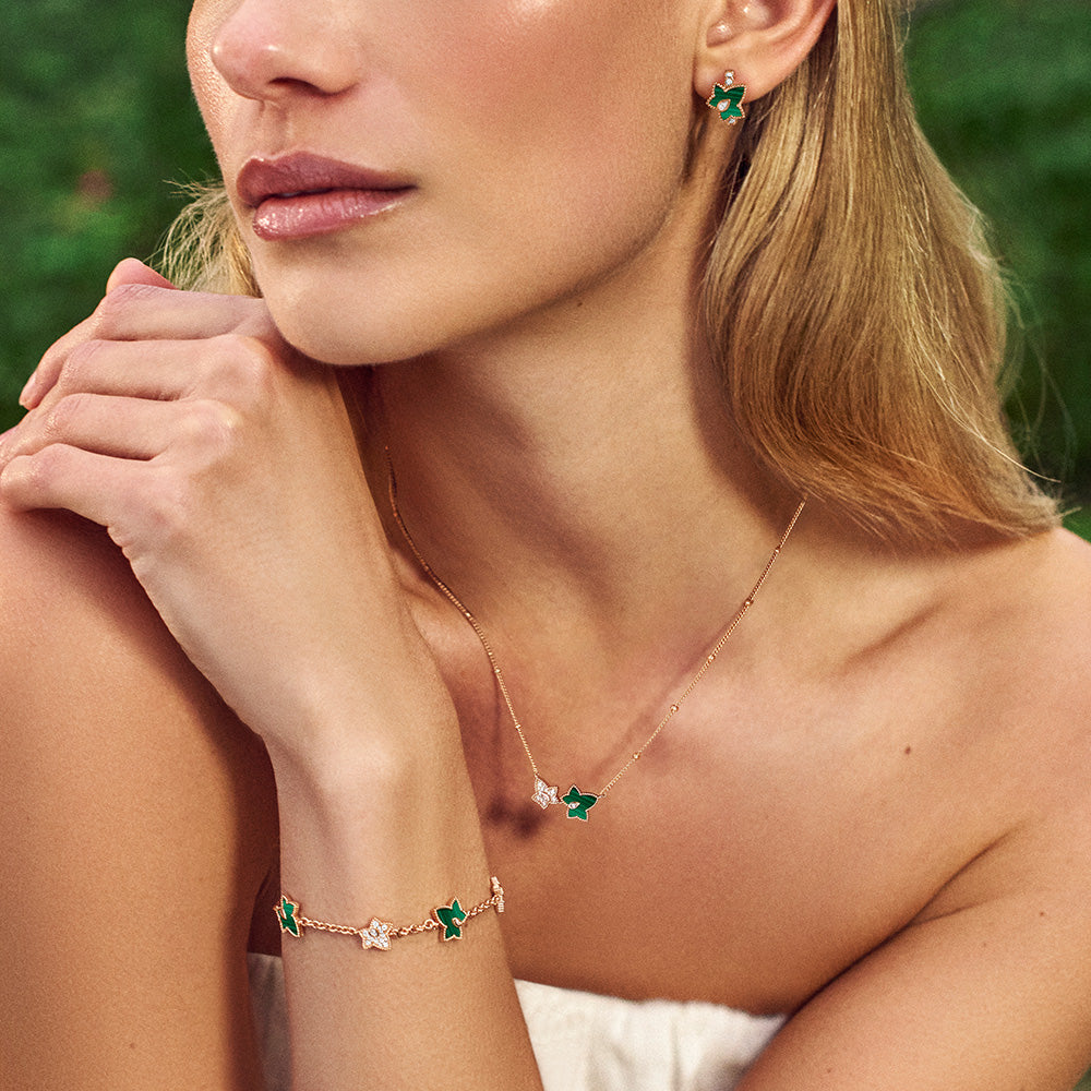 [New In] Malachite Bracelet, 5-leaf motif