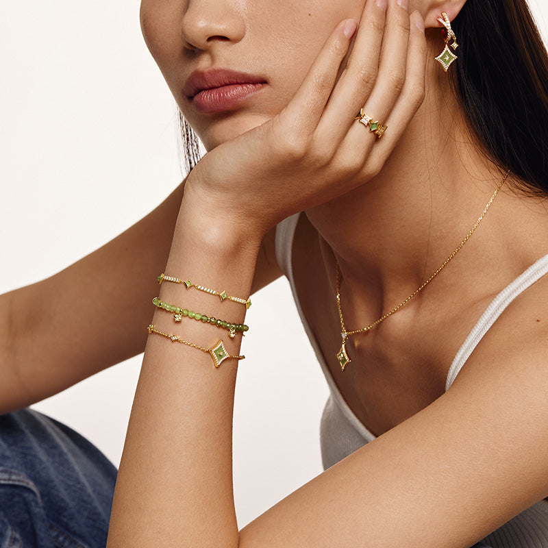 Aventurine & Synthetic Cubic Zirconia Bracelet