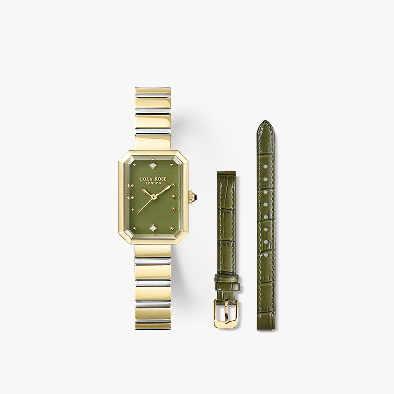 New Ms. Lola Green Onyx Watch With Two Strap Set