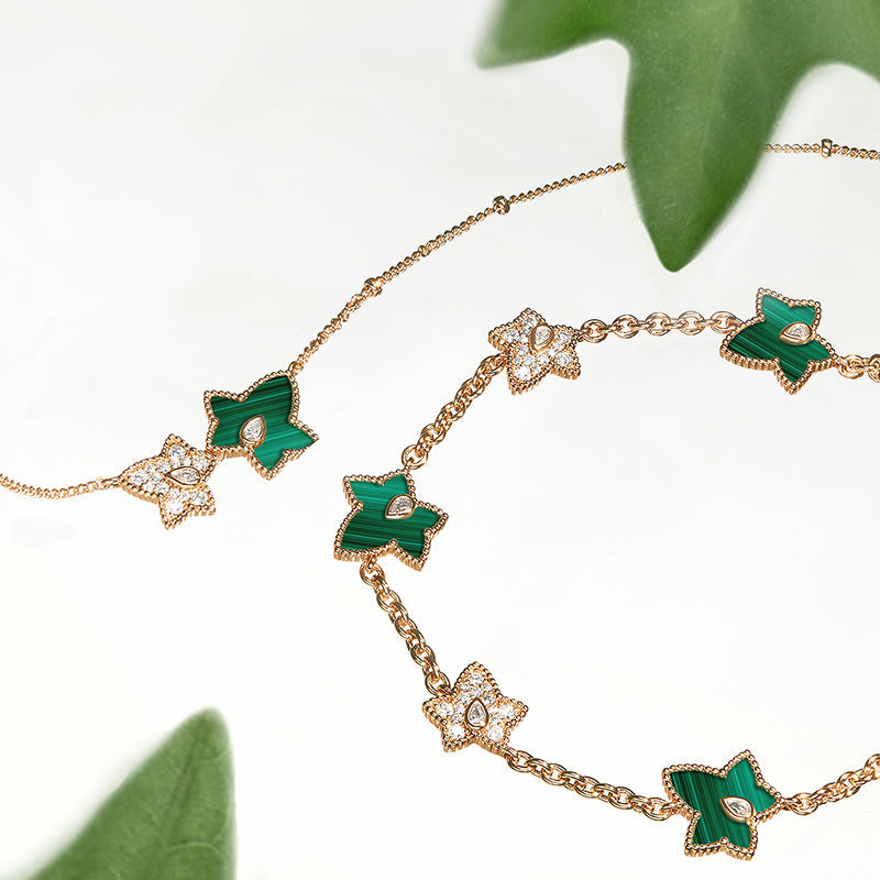 [New In] Malachite Bracelet, 5-leaf motif