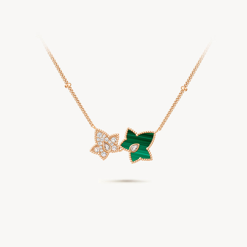 [New In] Malachite Bead Necklace, 2-leaf motif