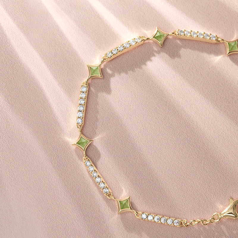 Aventurine & Synthetic Cubic Zirconia Bracelet
